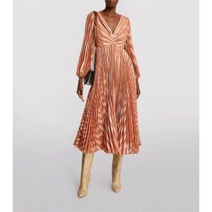 Zimmermann Burnout Sunray Pleated Midi Dress